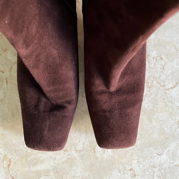 VTG St. John Sz 9 Square Toe Brown Suede Boots 90's Made in Italy - Picture 4 of 15